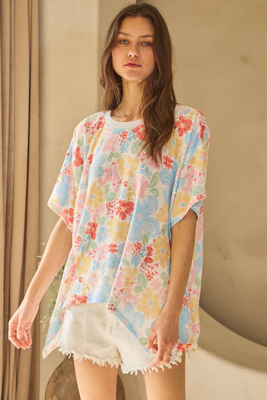 Jerri Batwing Plus Floral Top - Milly's Boutique