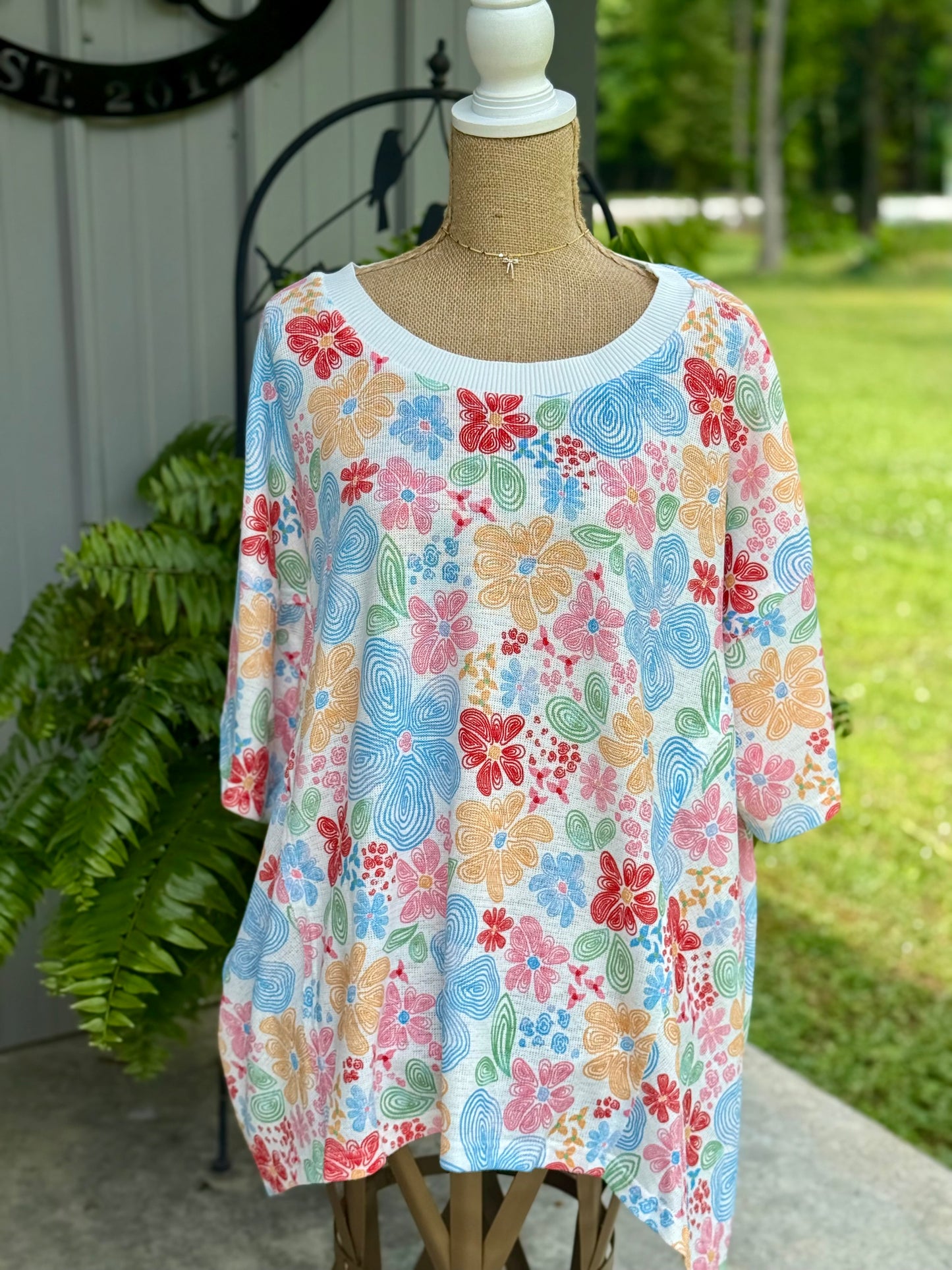 Jerri Batwing Plus Floral Top - Milly's Boutique