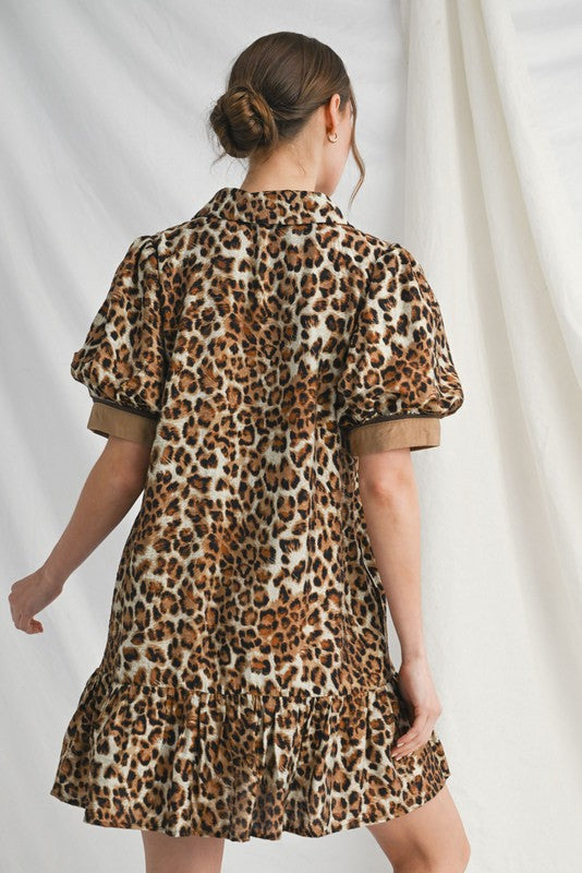 Kathy Button Down Leopard Dress - Milly's Boutique