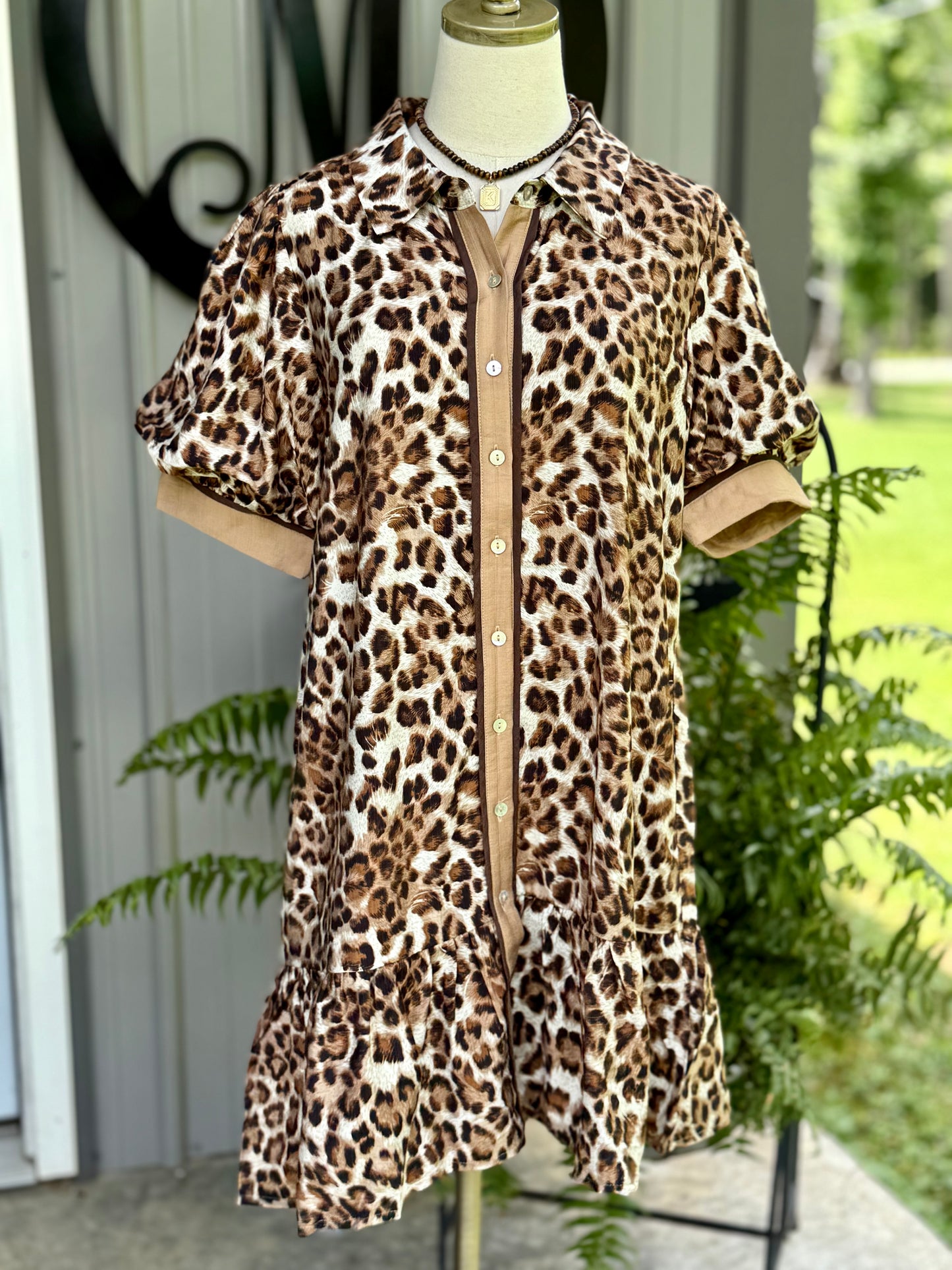 Kathy Button Down Leopard Dress - Milly's Boutique