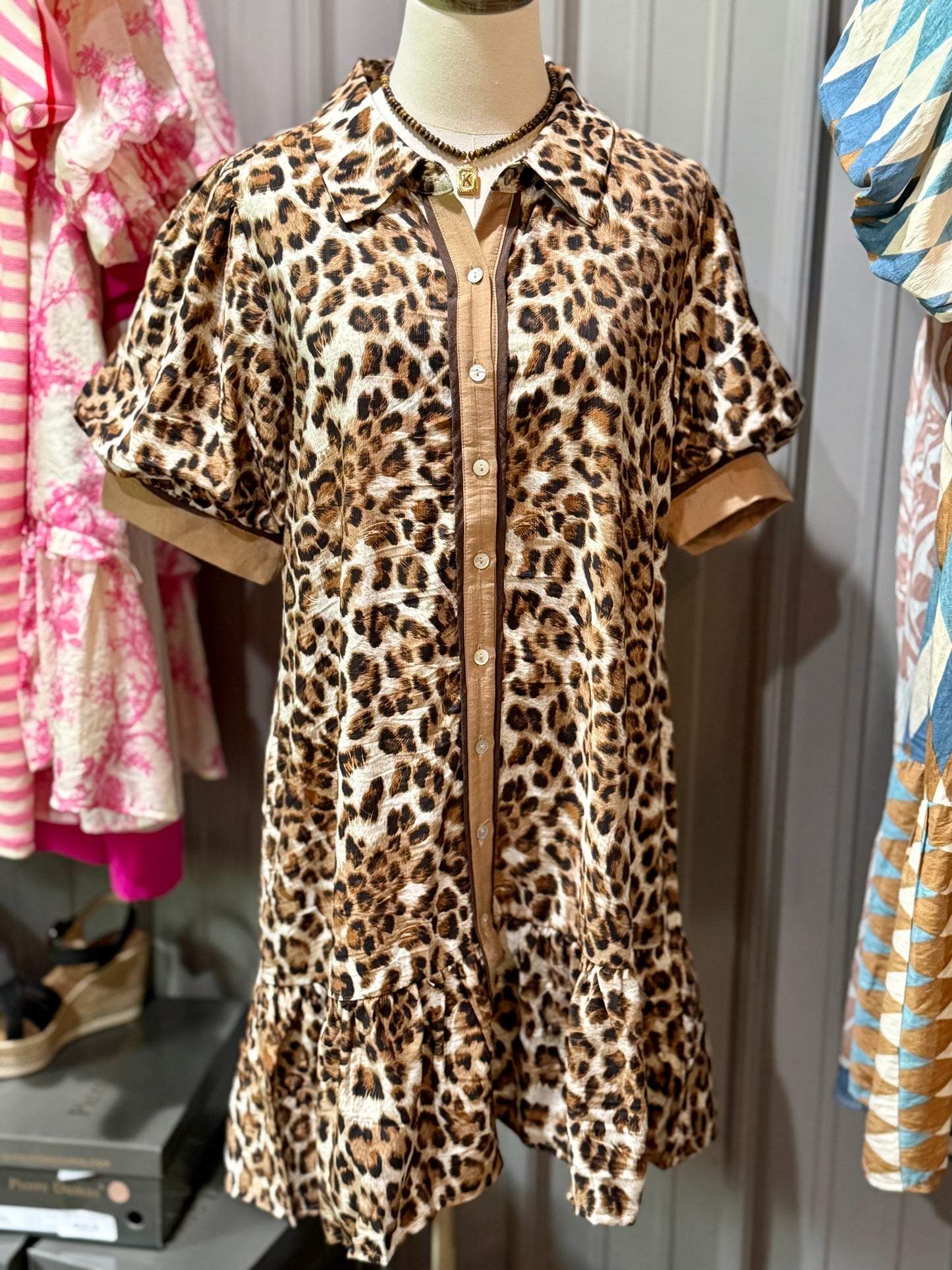 Kathy Button Down Leopard Dress - Milly's Boutique