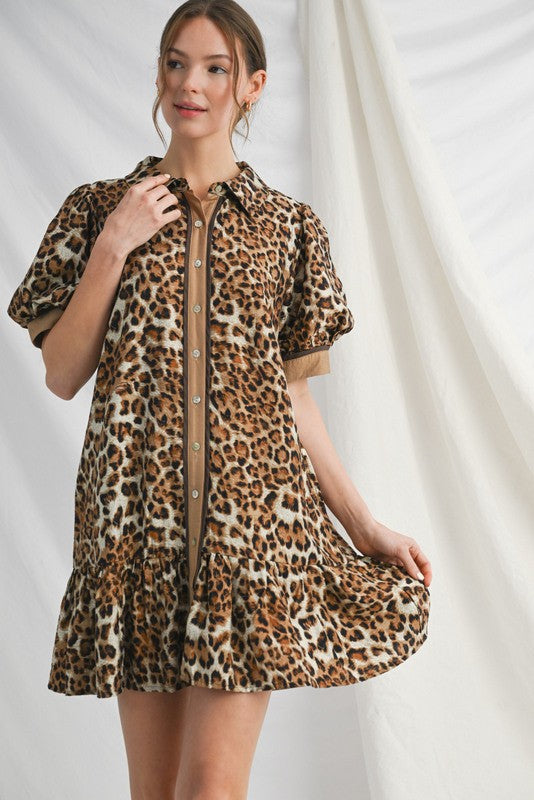 Kathy Button Down Leopard Dress - Milly's Boutique