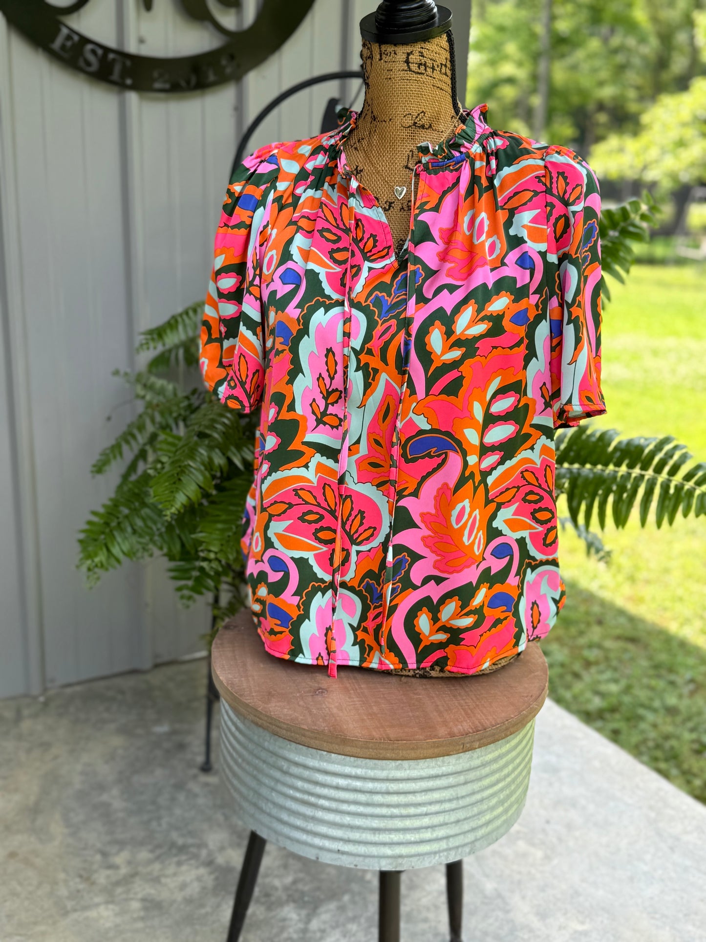 Lacey Vibrant Floral Top - Milly's Boutique
