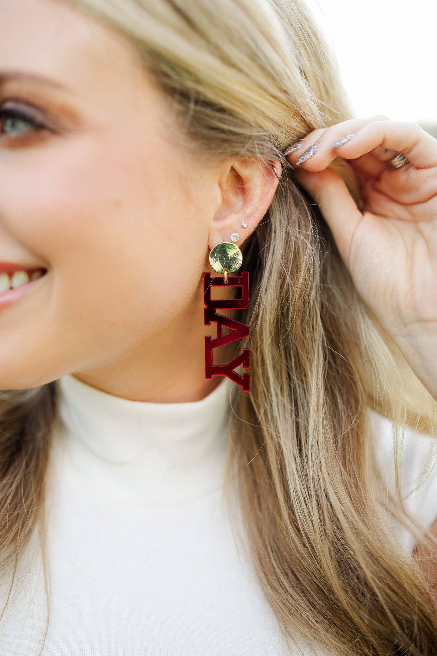 Maroon Game-day Acrylic Drops - Milly's Boutique