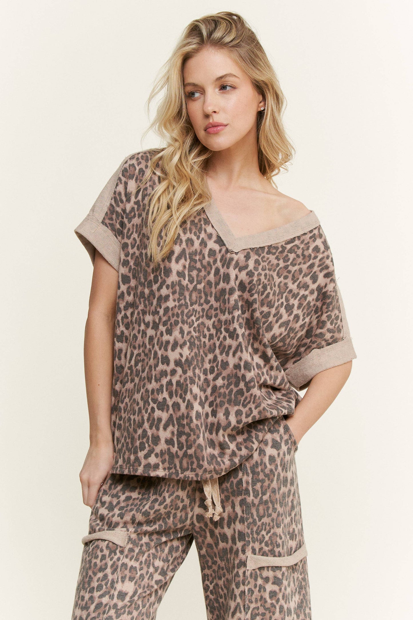 Mineral Washed Leopard Print Top - Milly's Boutique