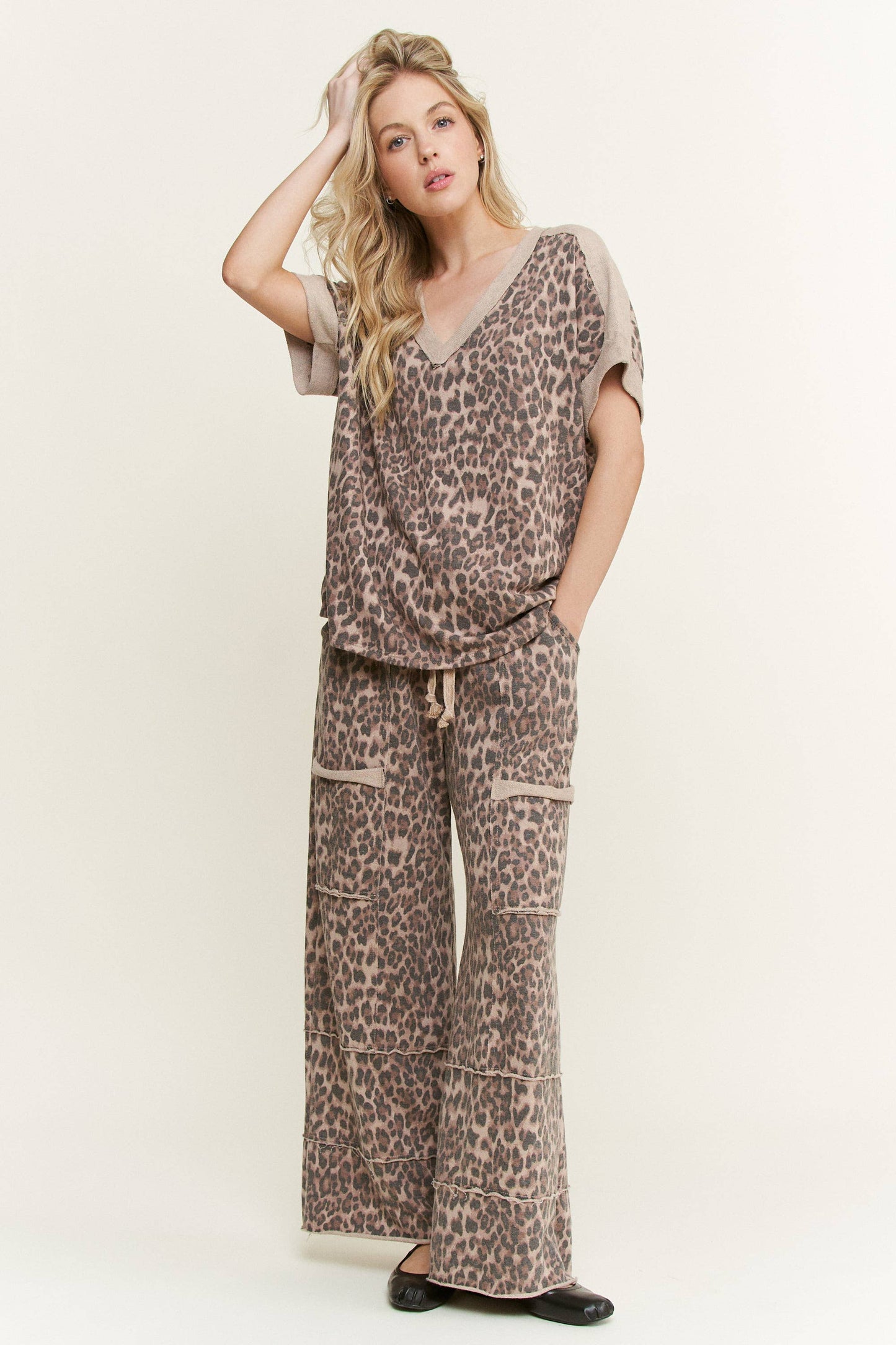 Mineral Washed Leopard Print Top - Milly's Boutique