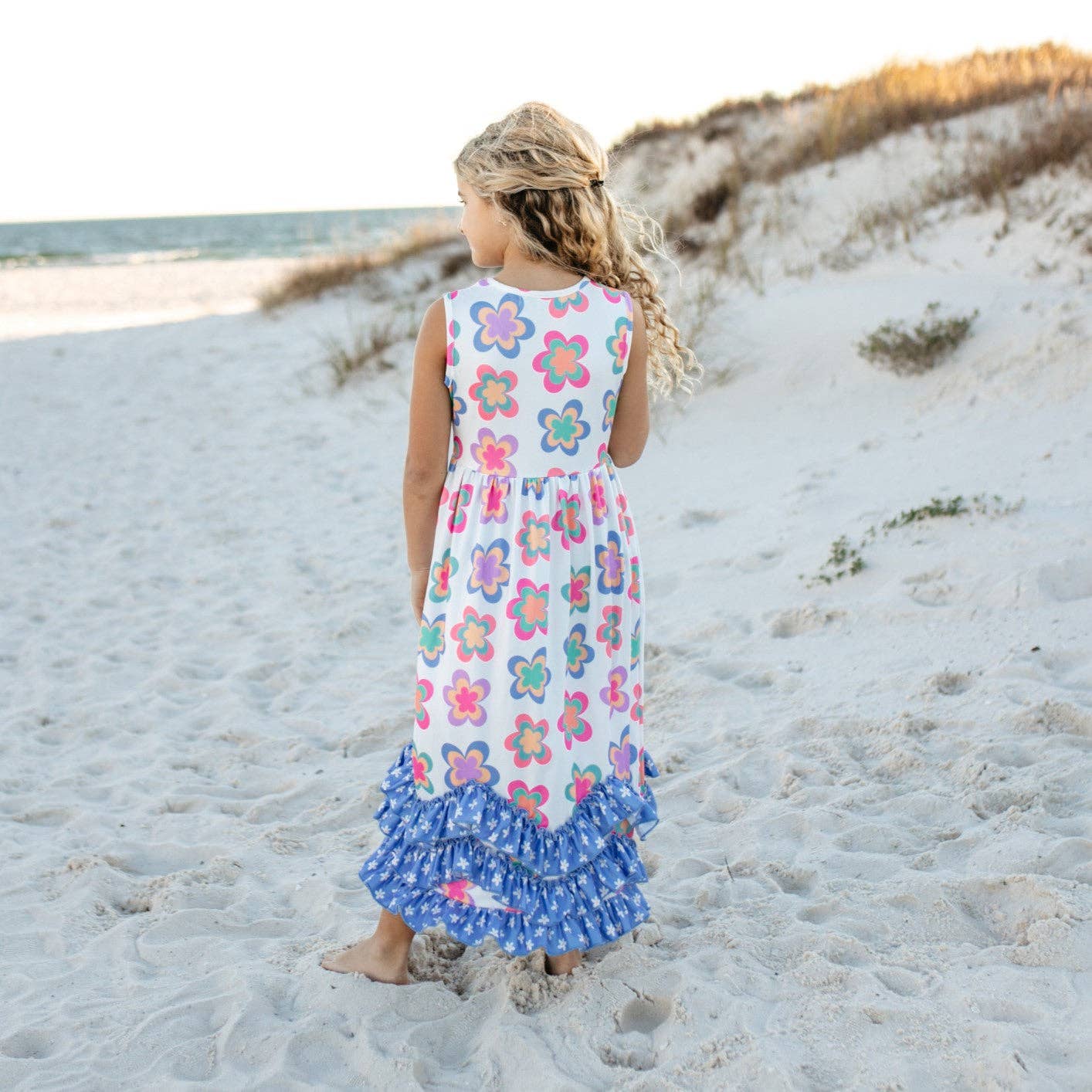 Olivia Tiered Periwinkle Flower Ruffles Dress - Milly's Boutique