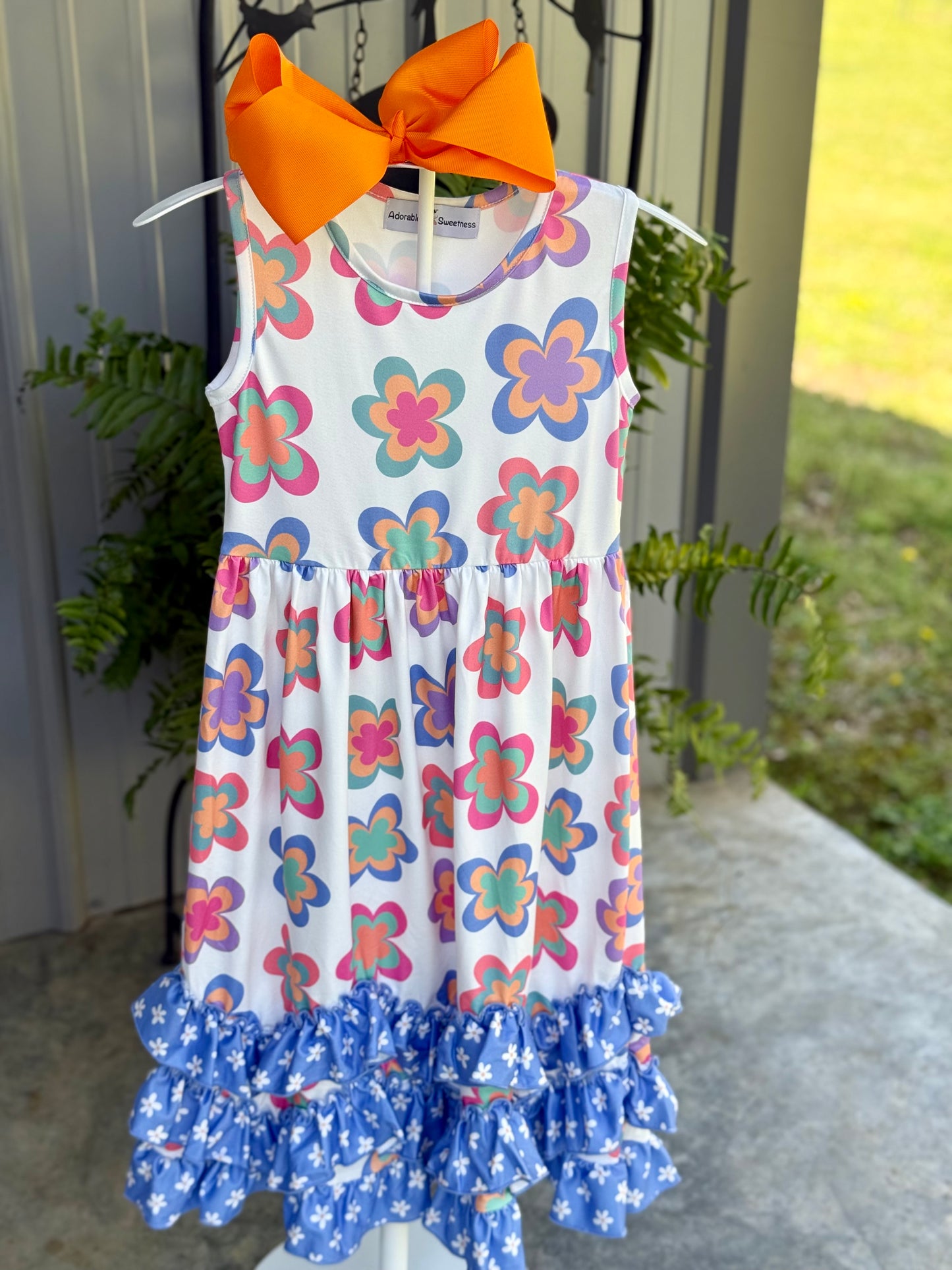 Olivia Tiered Periwinkle Flower Ruffles Dress - Milly's Boutique