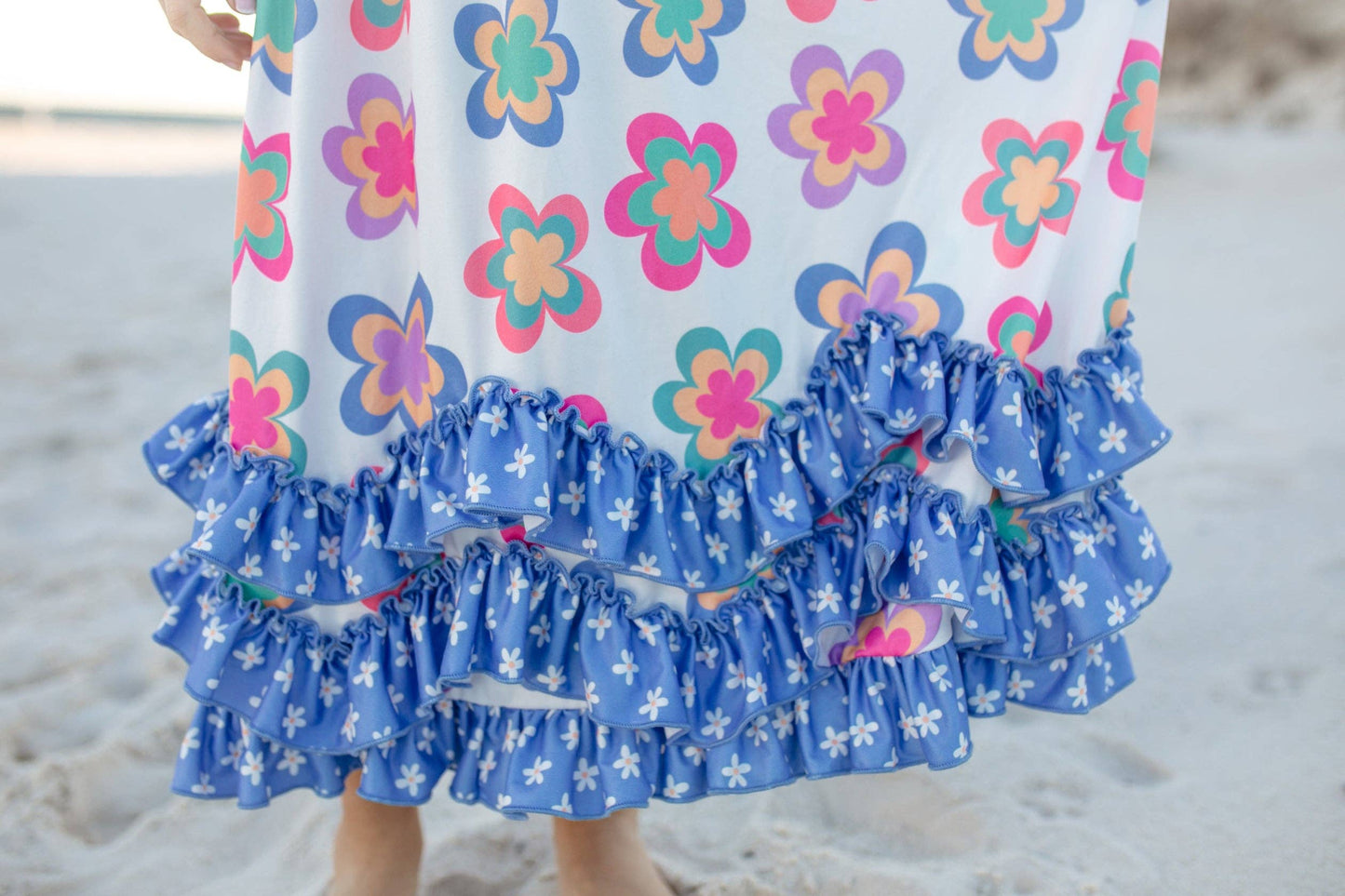 Olivia Tiered Periwinkle Flower Ruffles Dress - Milly's Boutique