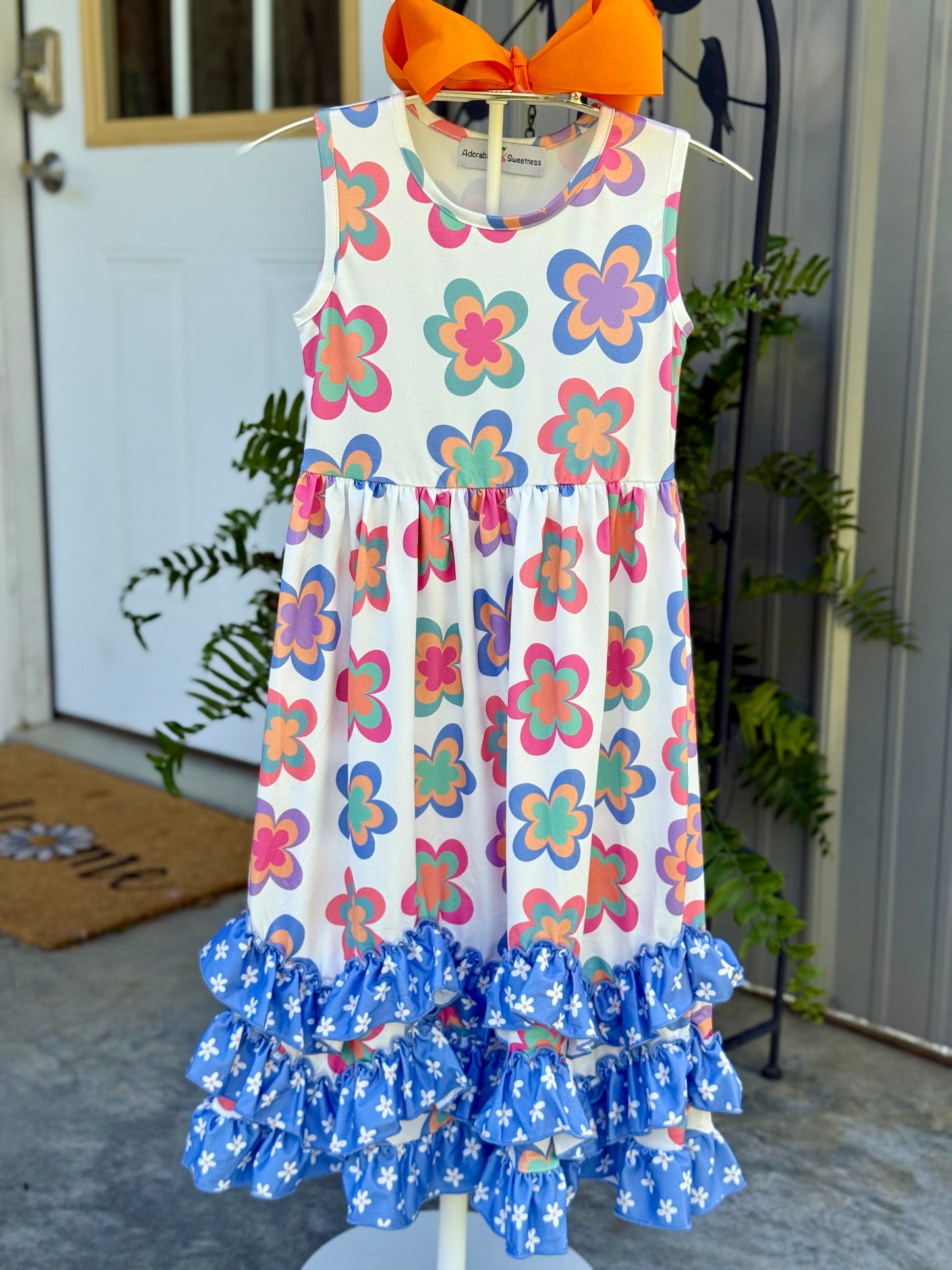 Olivia Tiered Periwinkle Flower Ruffles Dress - Milly's Boutique