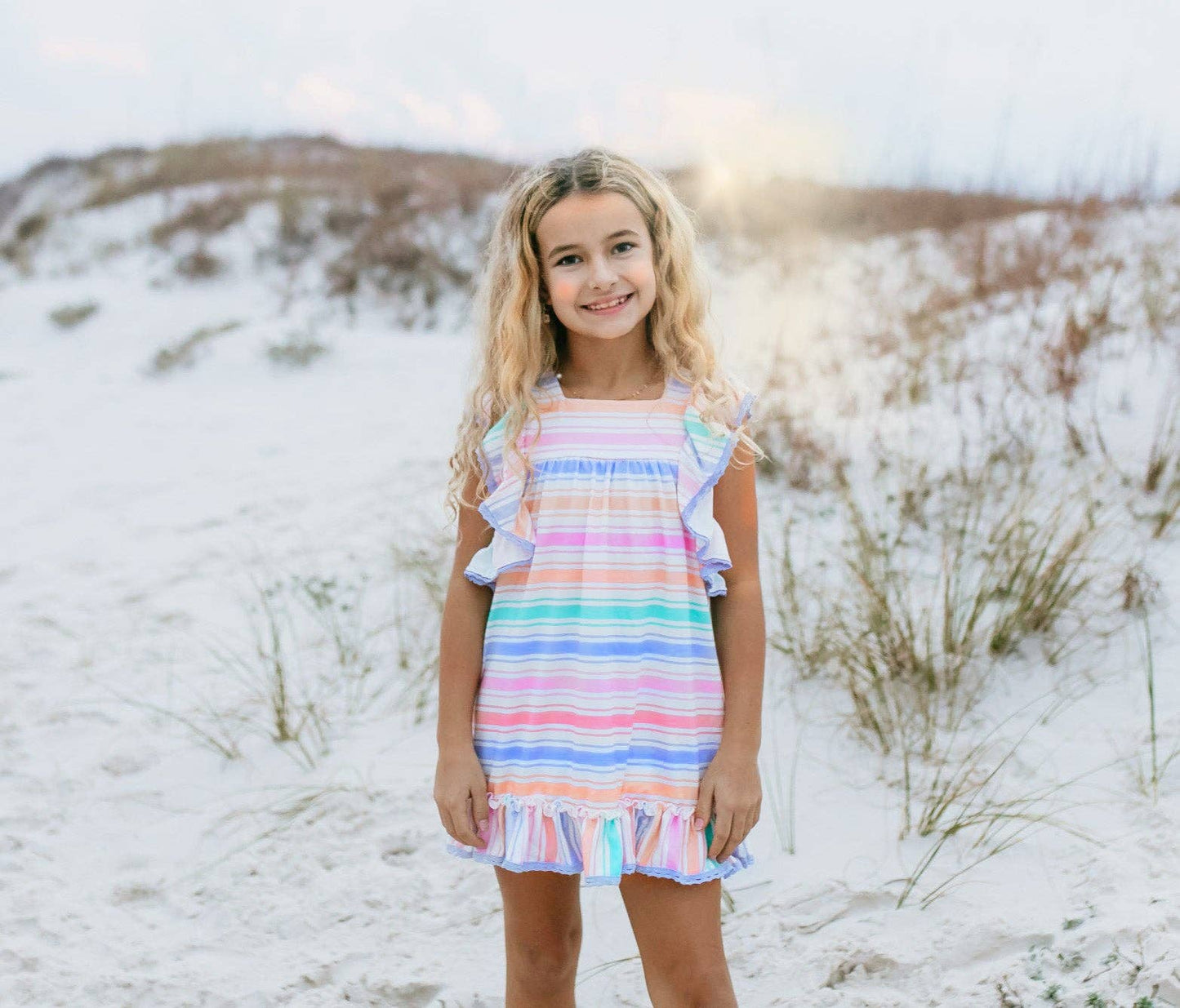 Pastel Rainbow Stripe Ruffle Dress - Milly's Boutique