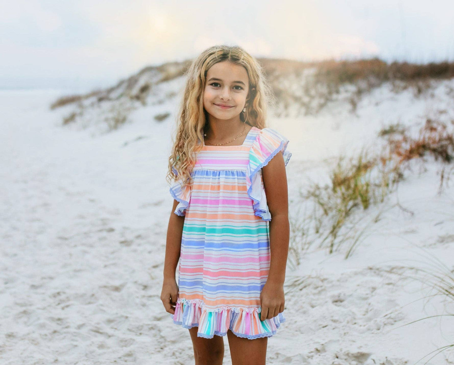 Pastel Rainbow Stripe Ruffle Dress - Milly's Boutique
