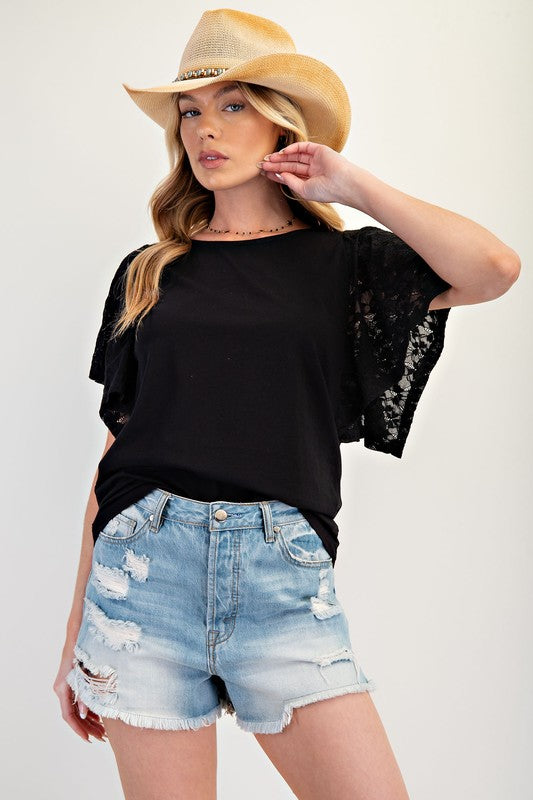 Penny Lace Sleeve Top - Milly's Boutique