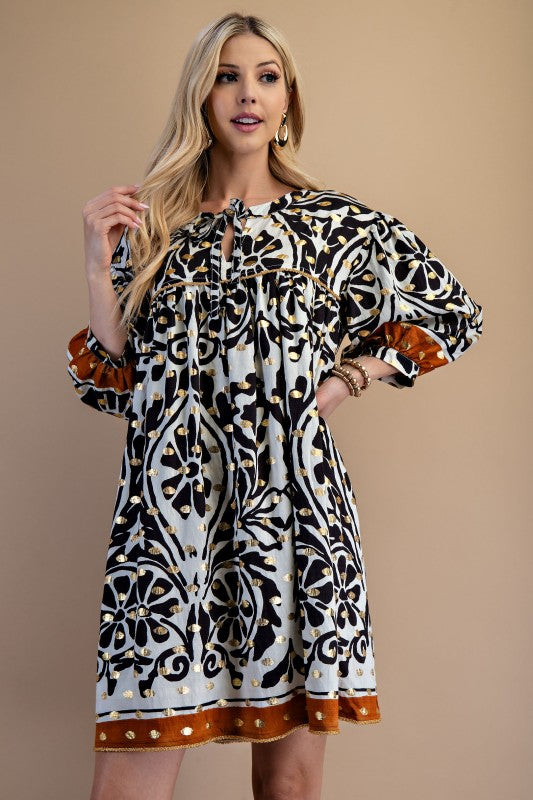 Presley Gold Accent Dress - Milly's Boutique