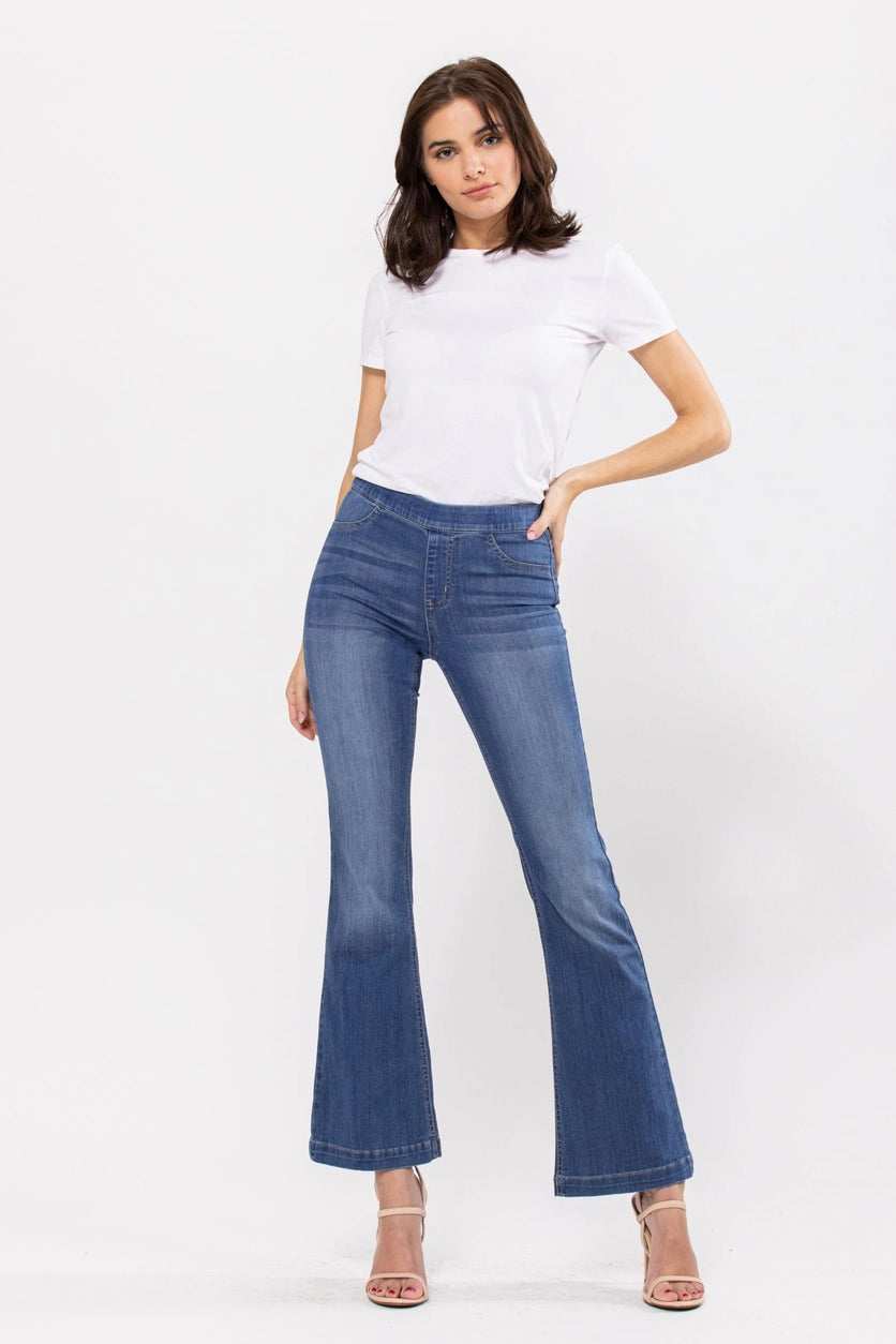 Pull On Medium Wash Flares- 30" - Milly's Boutique