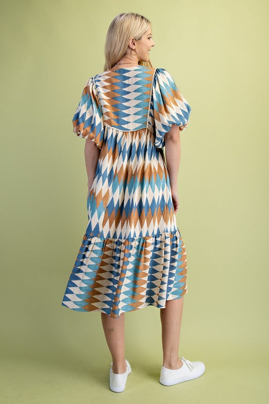 Sandy Diamond Print Midi Dress - Milly's Boutique