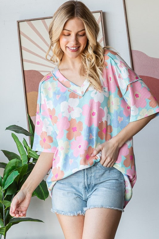 Sarah Floral Bloom Plus Top - Milly's Boutique