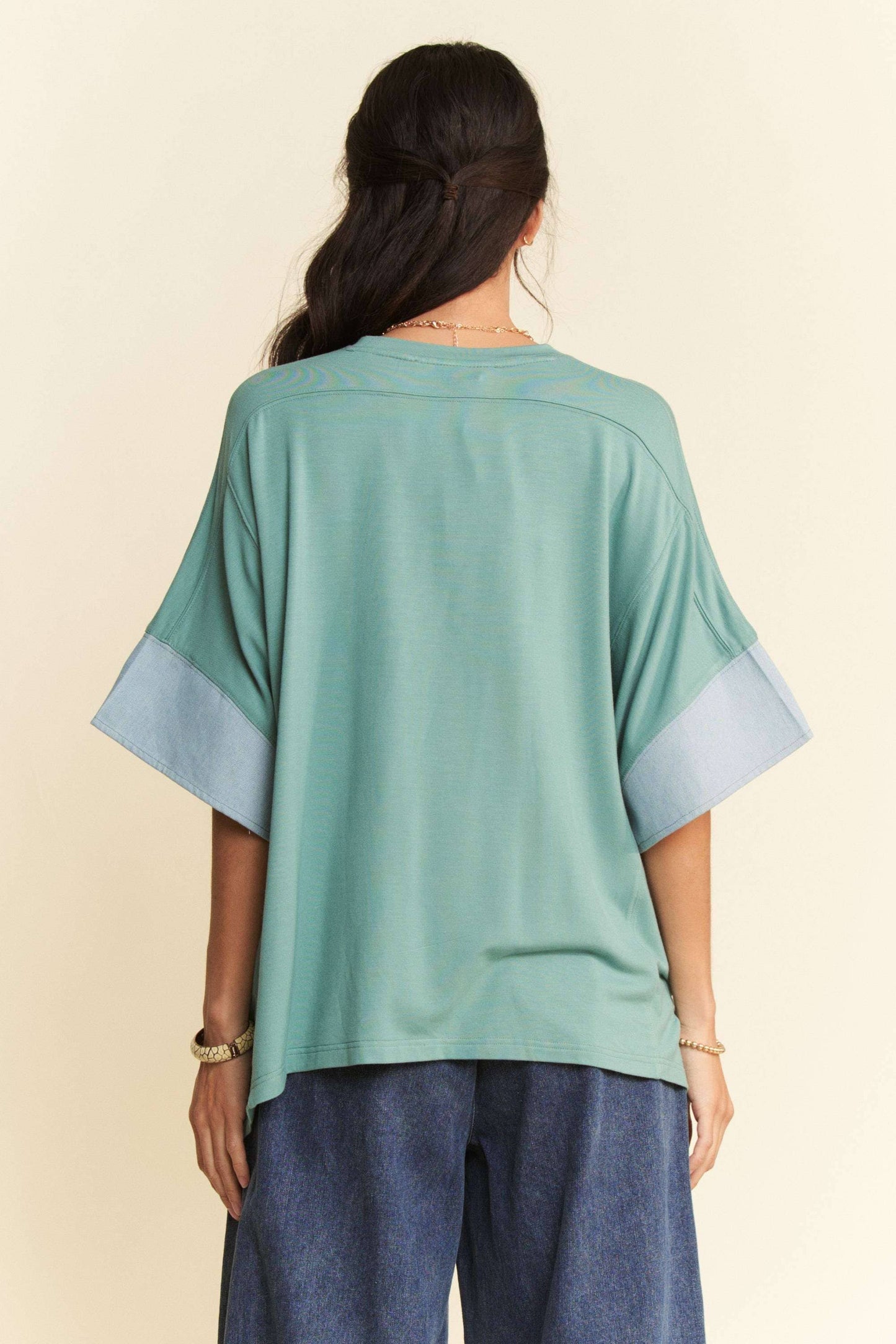 Star Acid Washed Denim Plus Top - Milly's Boutique