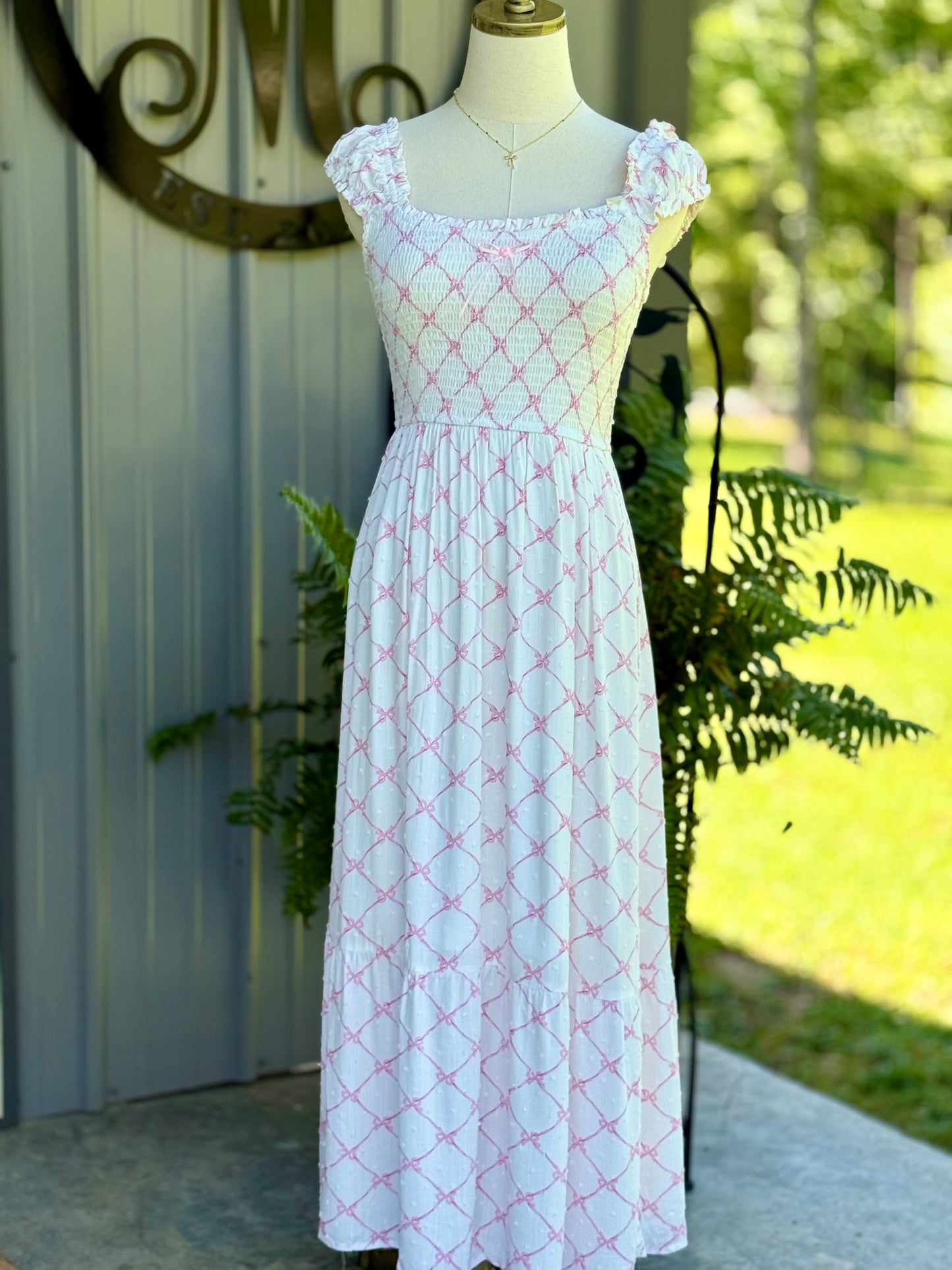 The Bow Smocked Midi - Milly's Boutique