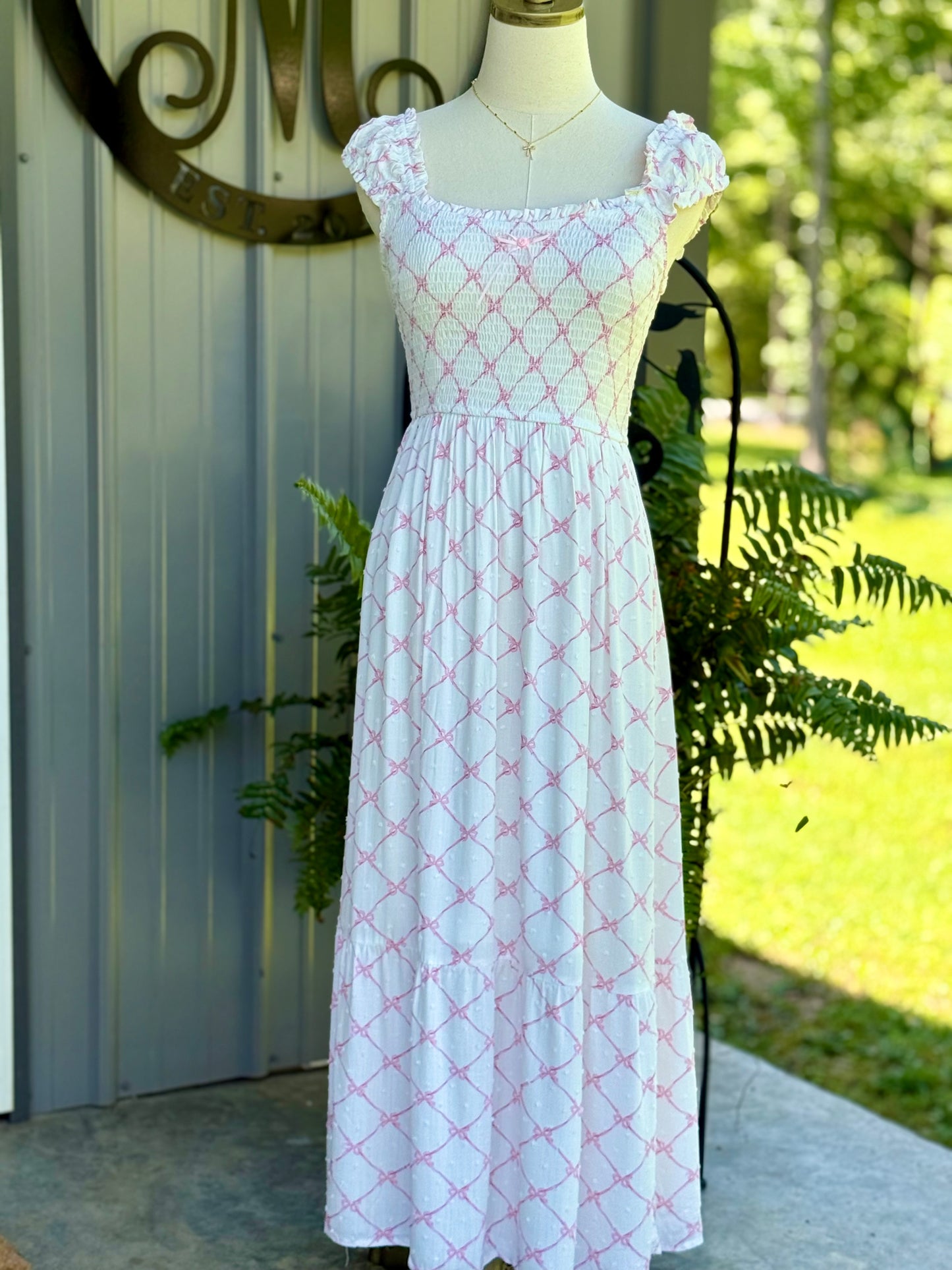 The Bow Smocked Midi - Milly's Boutique