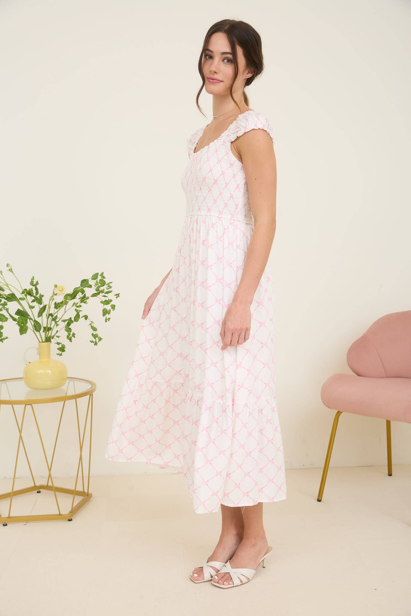 The Bow Smocked Midi - Milly's Boutique