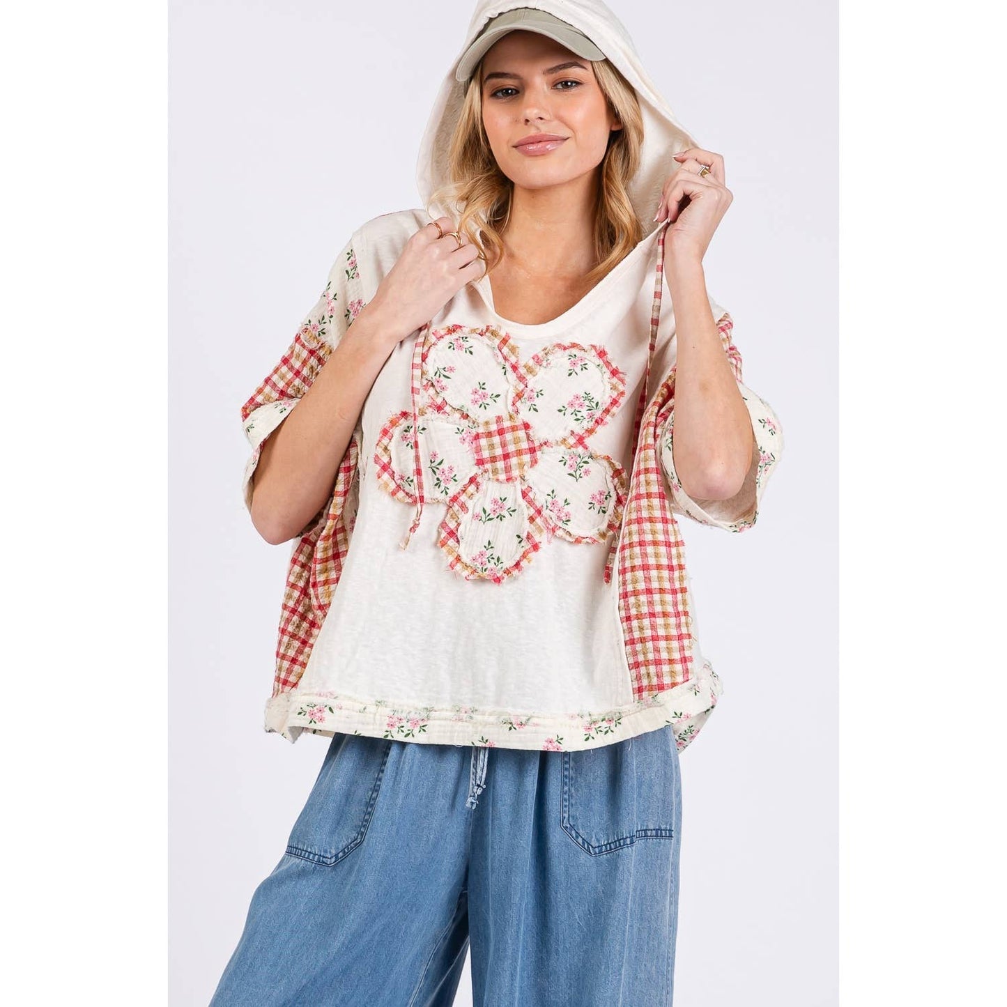 The Daisy Floral Patch Hoodie - Milly's Boutique