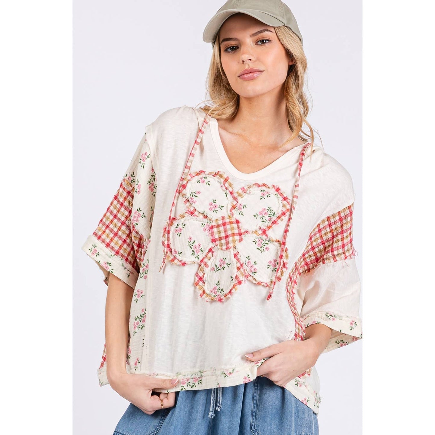 The Daisy Floral Patch Hoodie - Milly's Boutique