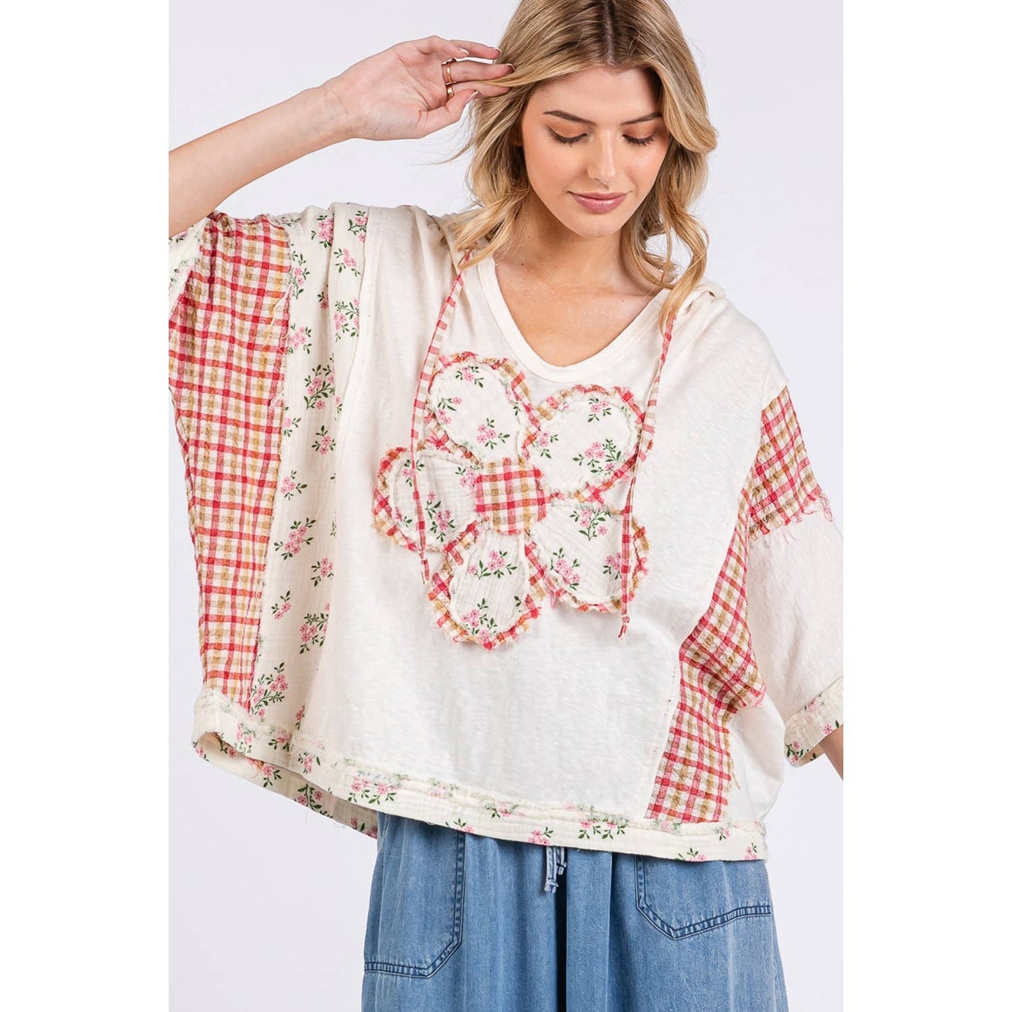 The Daisy Floral Patch Hoodie - Milly's Boutique