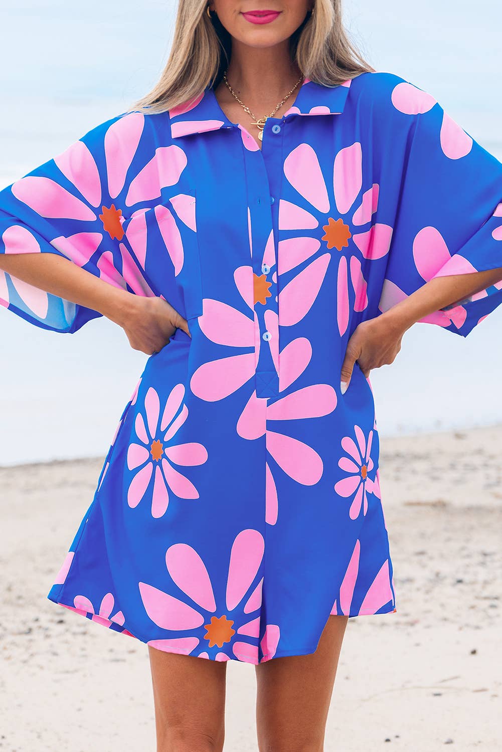 The Daisy Shirt Collar Button Front Romper - Milly's Boutique