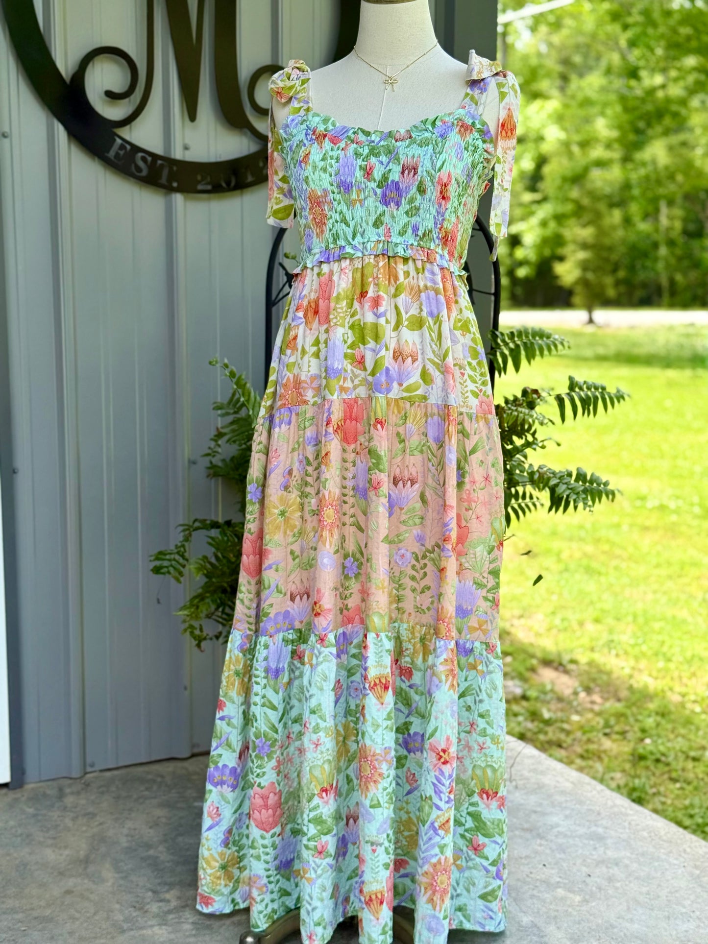 The Garden Dream Tiered Maxi - Milly's Boutique