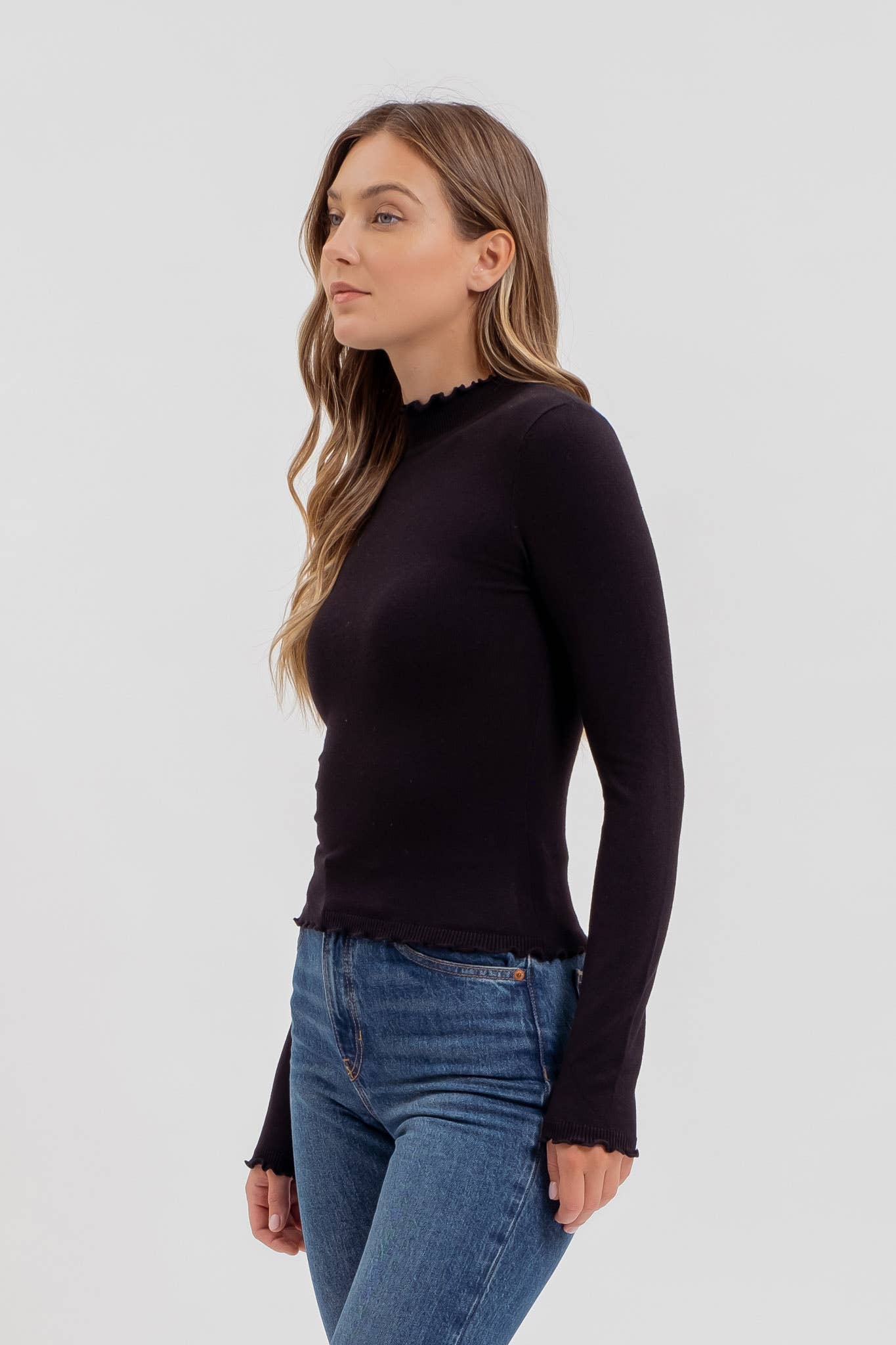 The Lettuce Trim Mock Neck Sweater - Milly's Boutique