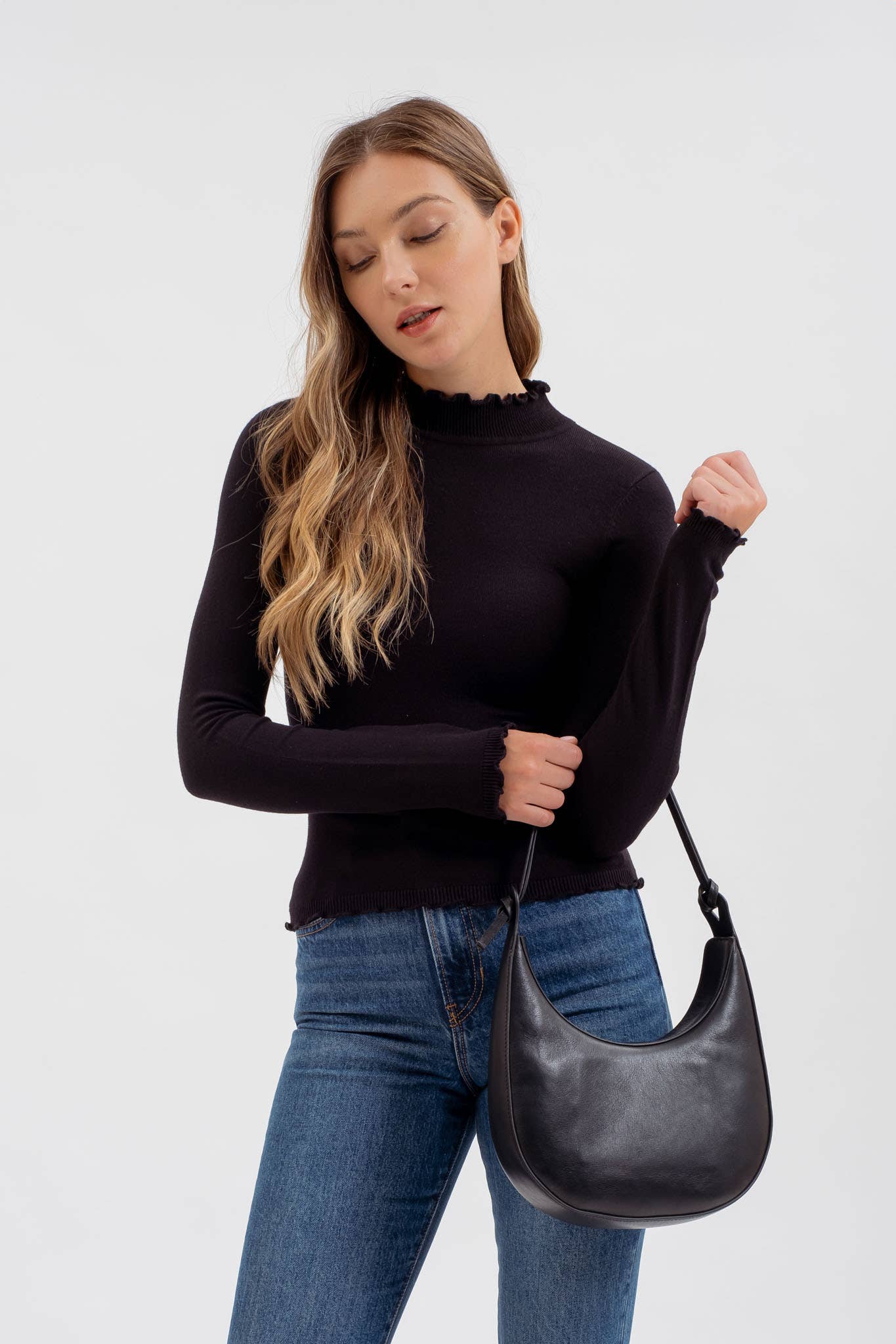 The Lettuce Trim Mock Neck Sweater - Milly's Boutique