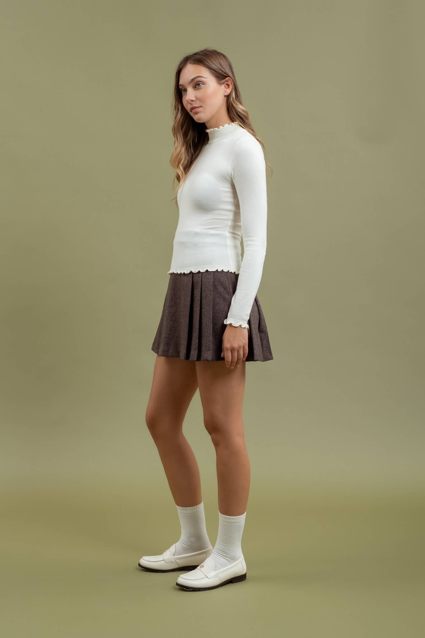 The Lettuce Trim Mock Neck Sweater - Milly's Boutique