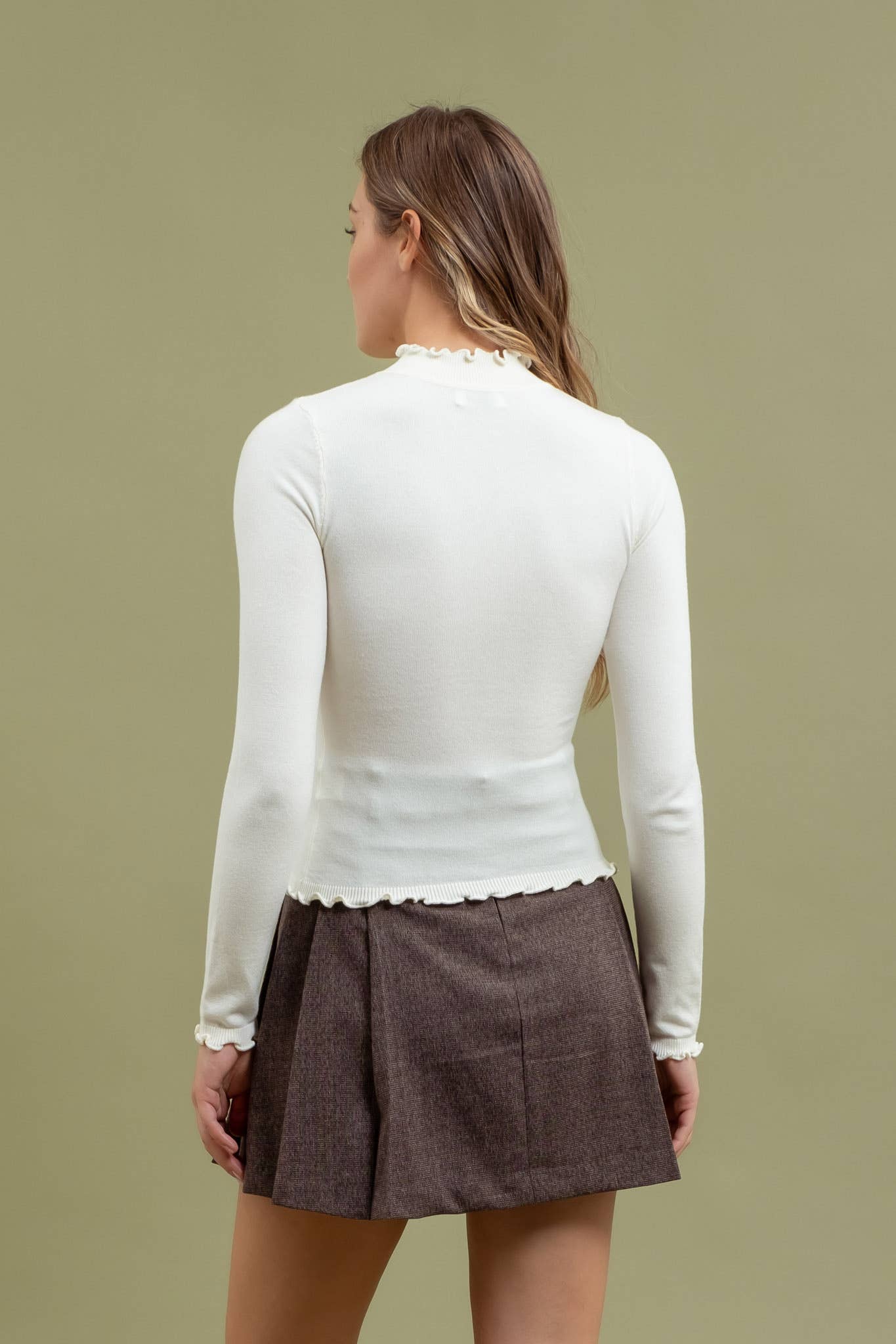 The Lettuce Trim Mock Neck Sweater - Milly's Boutique
