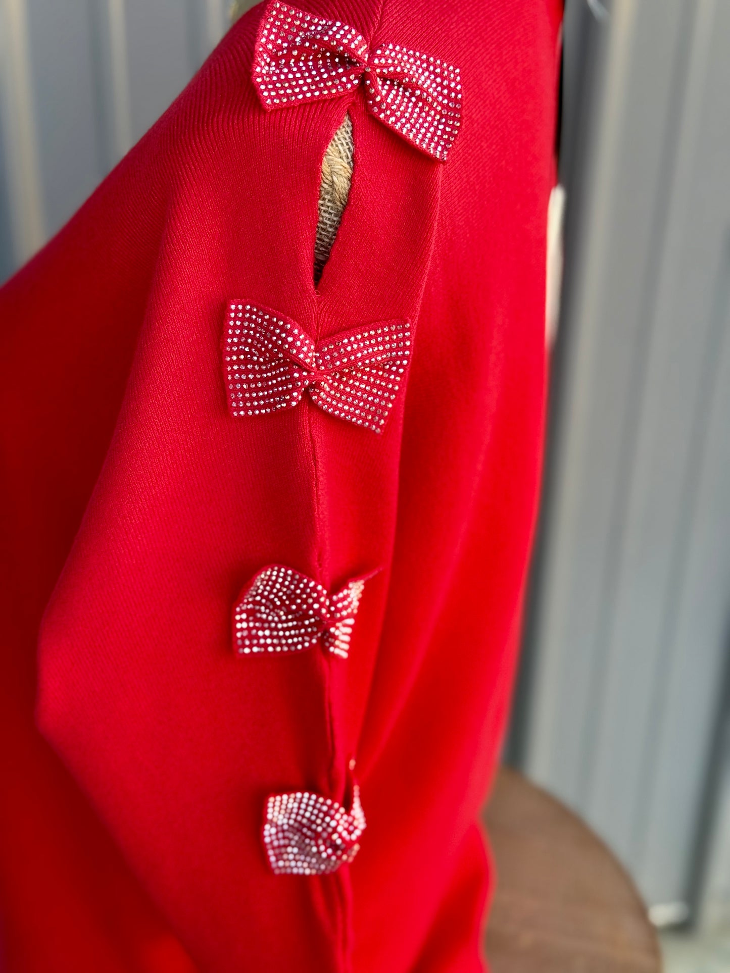 The Rhinestone Bow Detail Sweater - Milly's Boutique