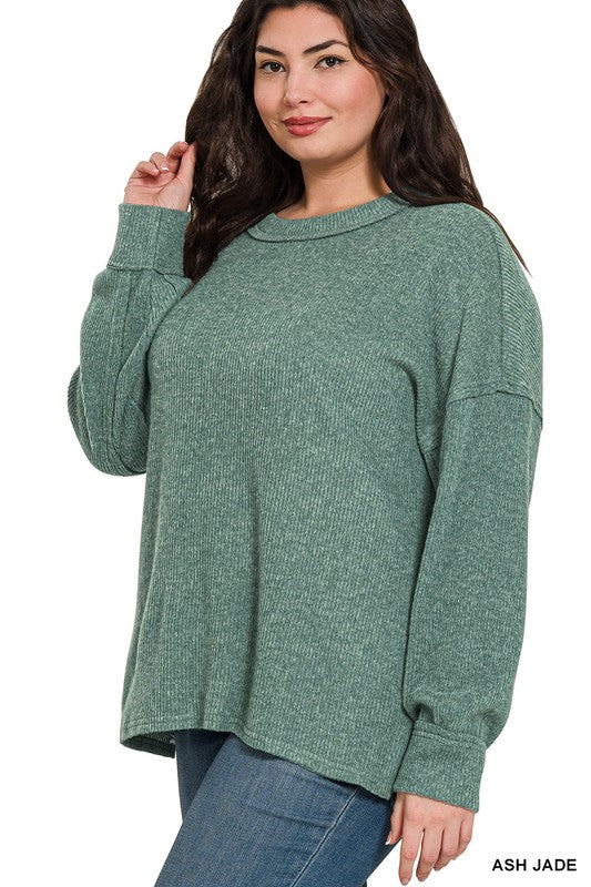 The Versatile Hacci Long Sleeve Plus Top - Milly's Boutique