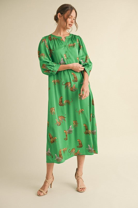 The Wild Satin Midi Dress - Milly's Boutique