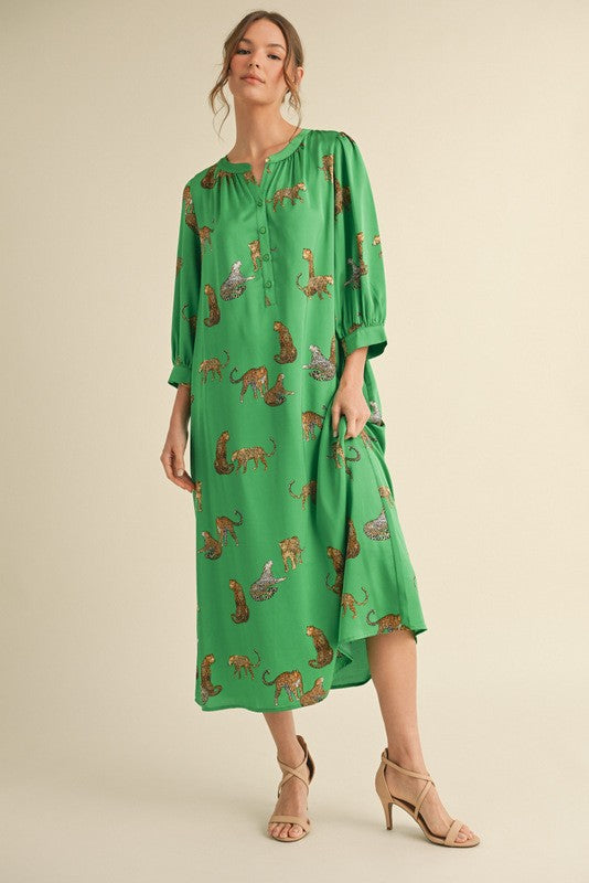 The Wild Satin Midi Dress - Milly's Boutique