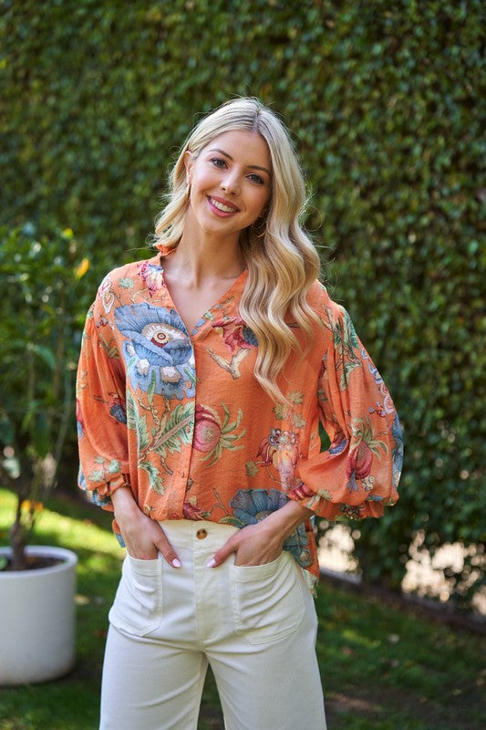 Vanna Floral Button Down Top - Milly's Boutique