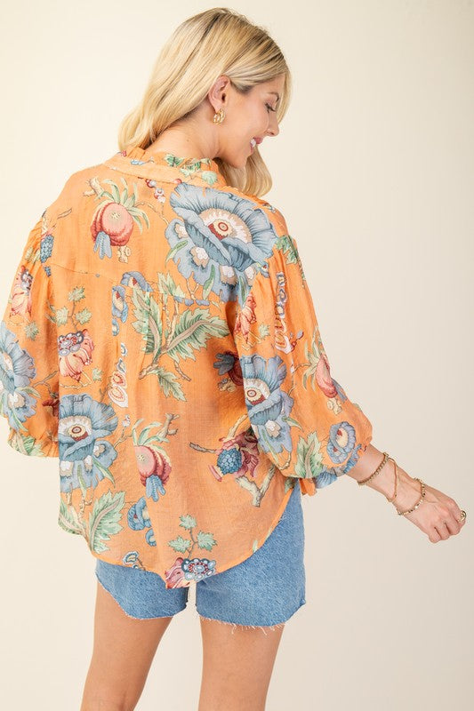 Vanna Floral Button Down Top - Milly's Boutique