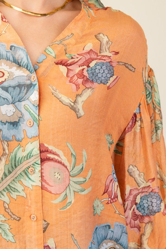 Vanna Floral Button Down Top - Milly's Boutique