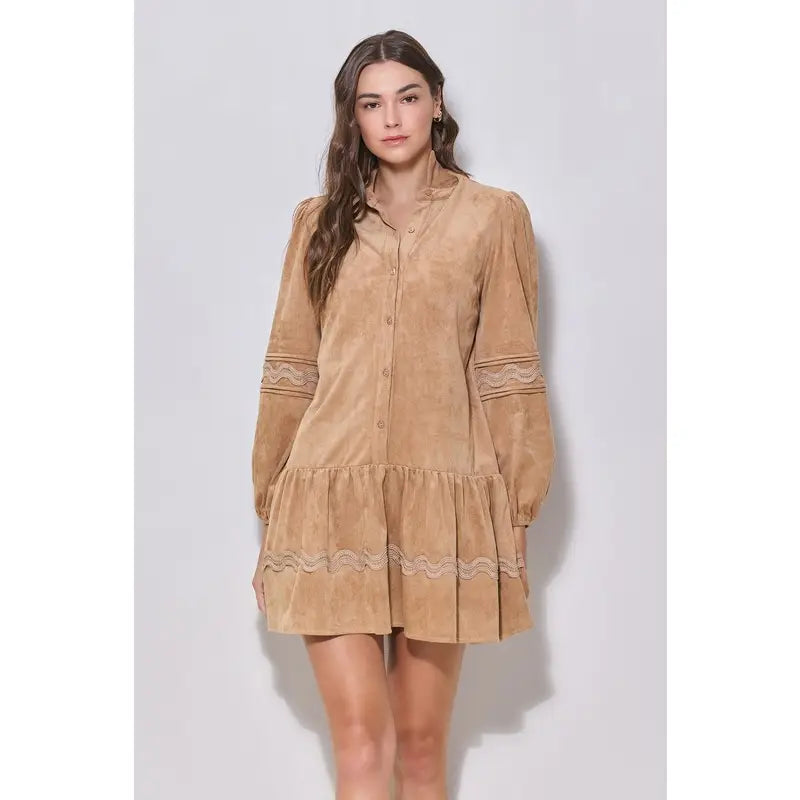 Wavy Suede Babydoll Dress - Milly's Boutique