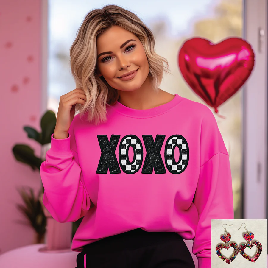 XOXO Faux Glitter Sweatshirt - Milly's Boutique