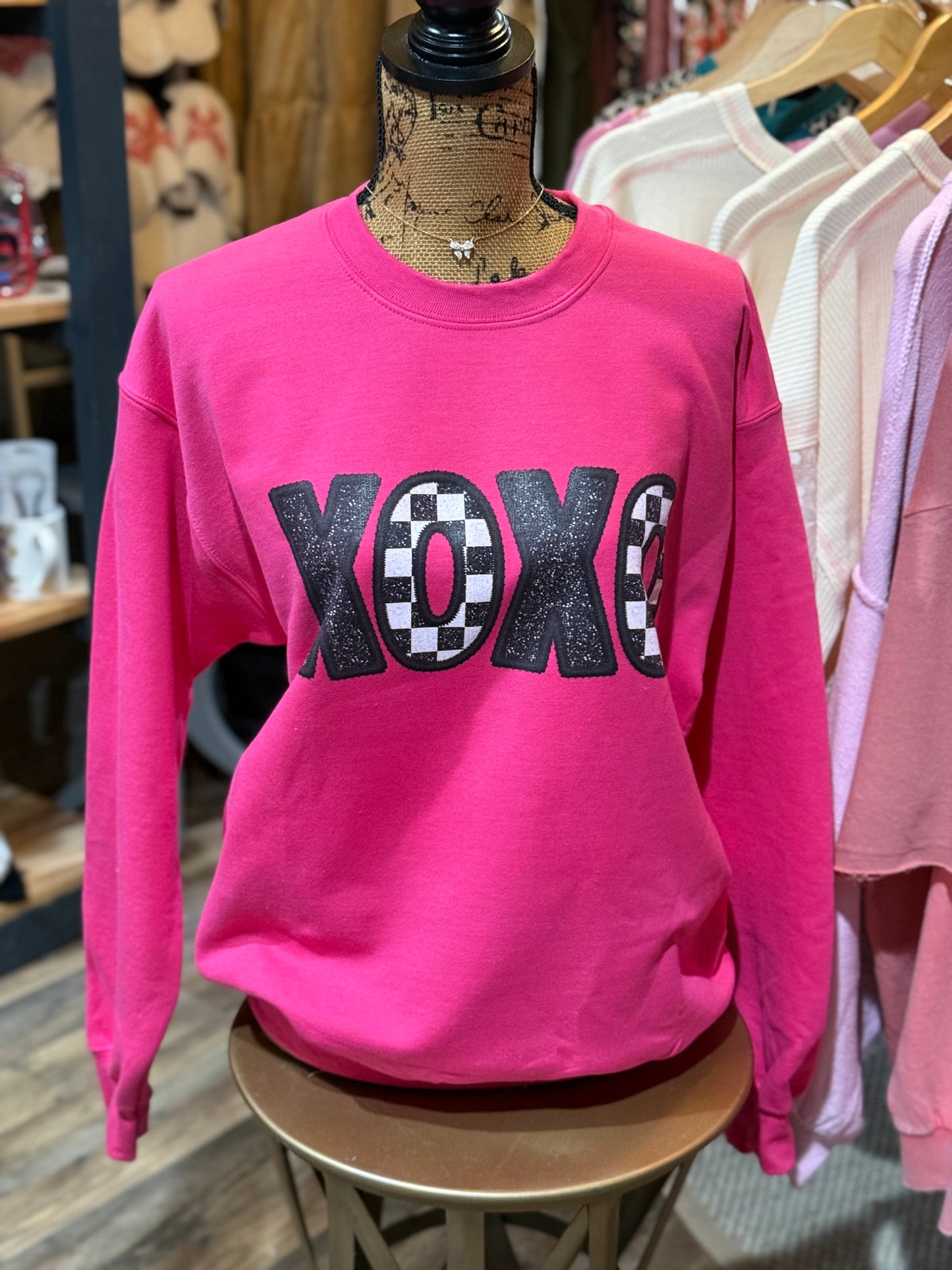 XOXO Faux Glitter Sweatshirt - Milly's Boutique
