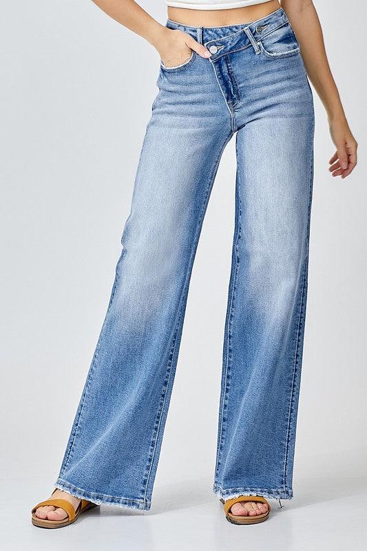 Mid Rise Wide Leg Jeans