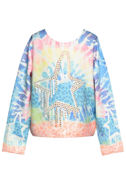 Star Printed Sweater W/Rhinestone Detail - Milly's Boutique