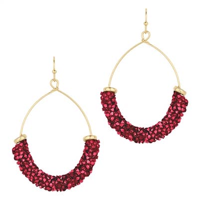 Maroon Crushed Crystal Teardrop 2" Earring - Milly's Boutique