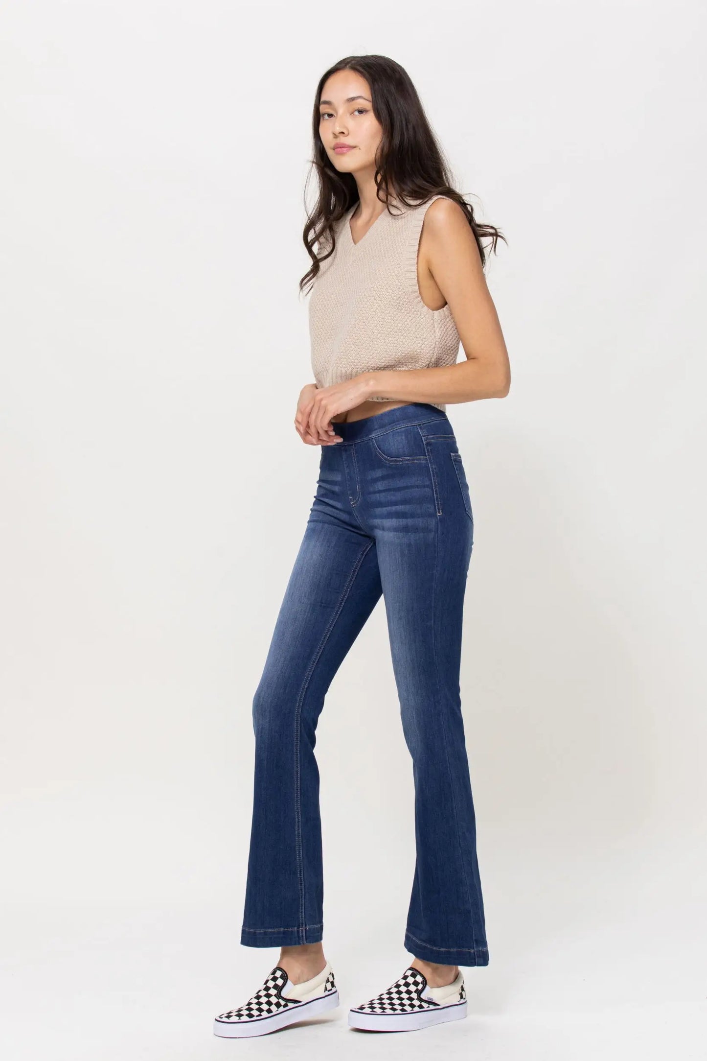 Pull On Dark Wash Flares- 30" - Milly's Boutique
