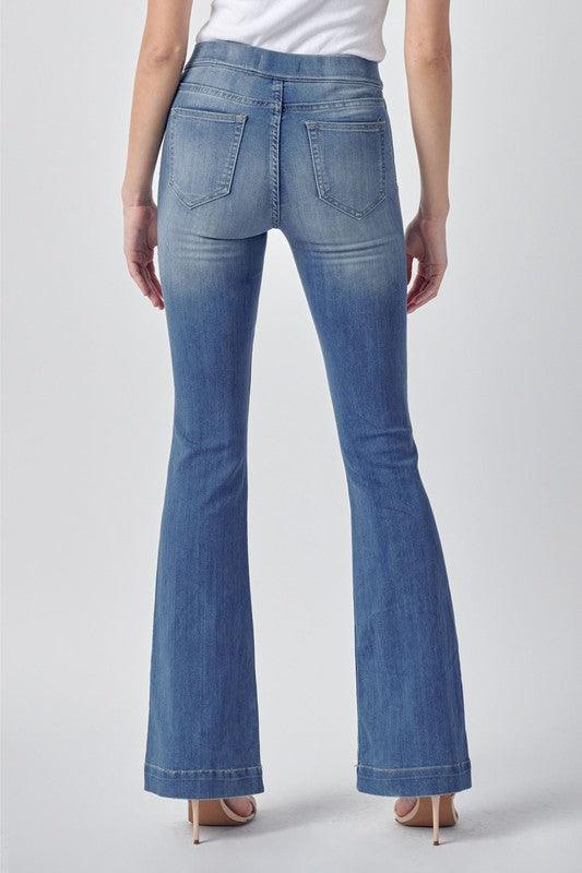 Pull On Jean Medium Wash Flares - 33" - Milly's Boutique