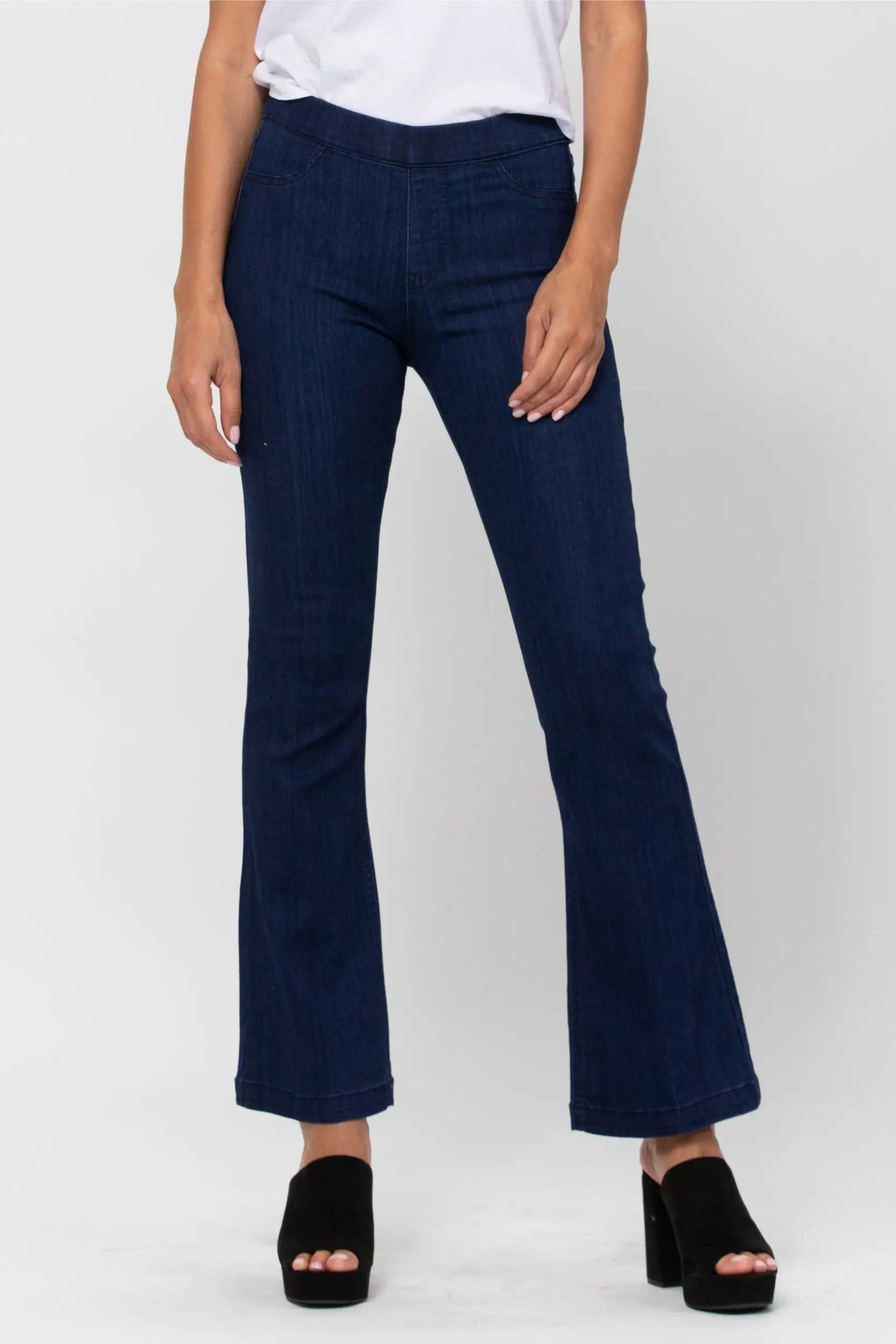 Pull On Super Dark Wash Flares- 30" - Milly's Boutique